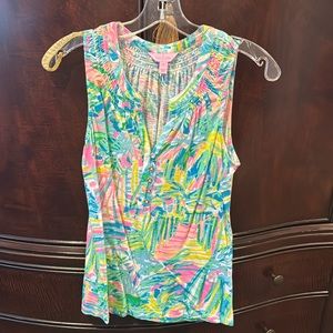 Lilly Pulitzer tank. Beautiful detail. Button front. New without tag. Never worn